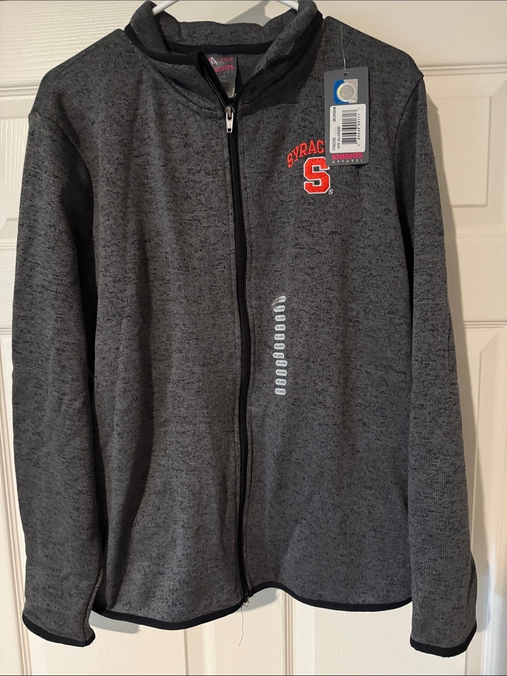Knights Apparel Syracuse Grey Full-Zip Sweater with Orange Logo